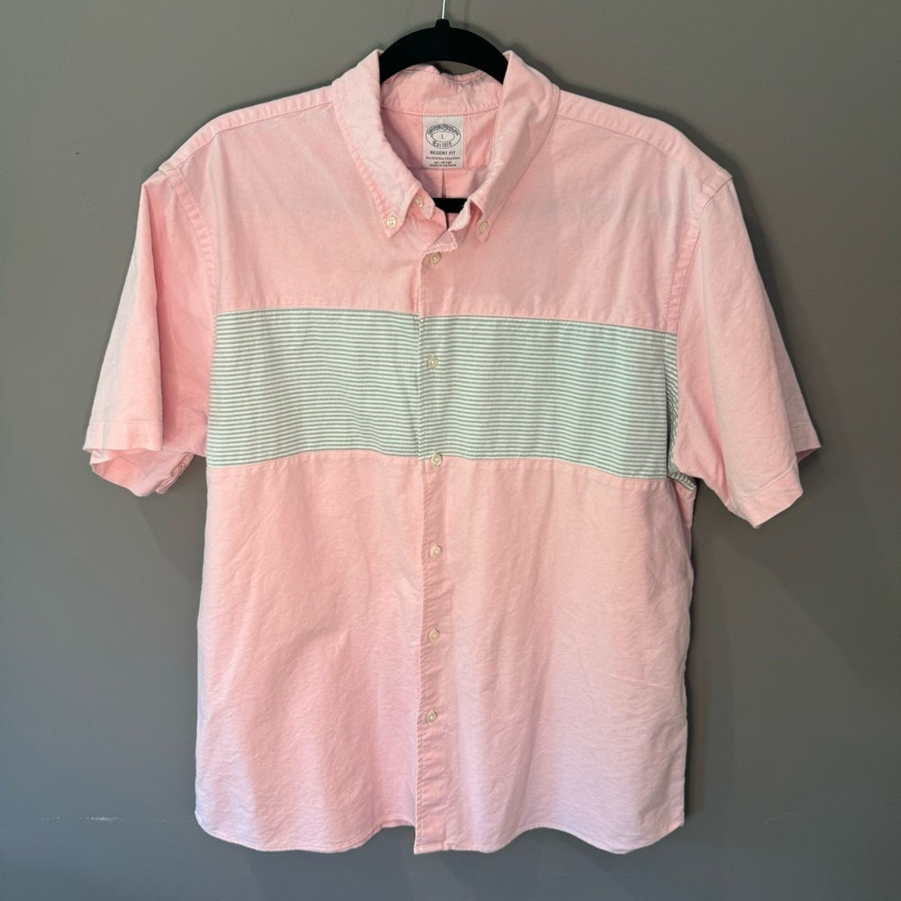 Brooks Brothers VTG Pink Oxford Fun Stripes Regent‎ Fit Shirt, Men’s Size L, EUC